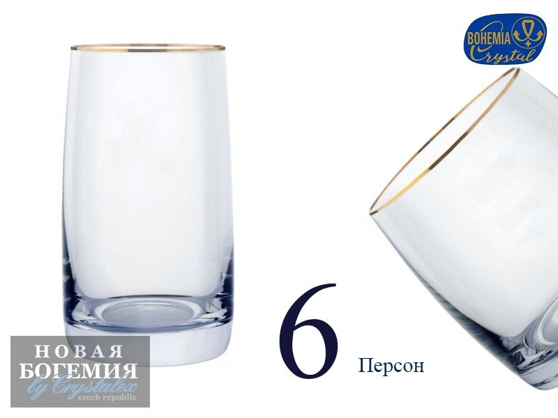 Набор стаканов для воды Идеал (Ideal) 380мл, Отводка золото (6 штук) 
