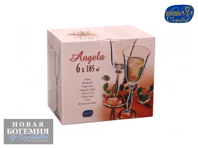 Набор бокалов для вина Анжела (Angela) 185мл, Оптик, отводка золото (6 штук) 