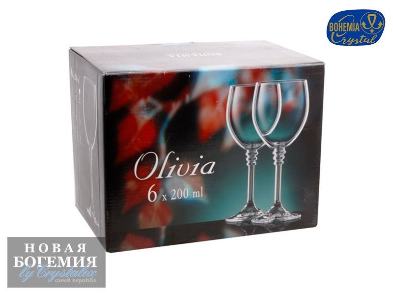 Набор бокалов для вина Оливия (Olivia) 200мл, Отводка золото, ножка золото (6 штук) 