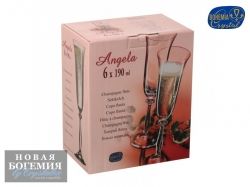 Набор фужеров для шампанского Анжела (Angela) 190мл, Оптик, отводка платина (6 штук) 