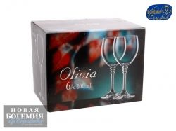 Набор бокалов для вина Оливия (Olivia) 200мл, Гладкие, бесцветные (6 штук) 